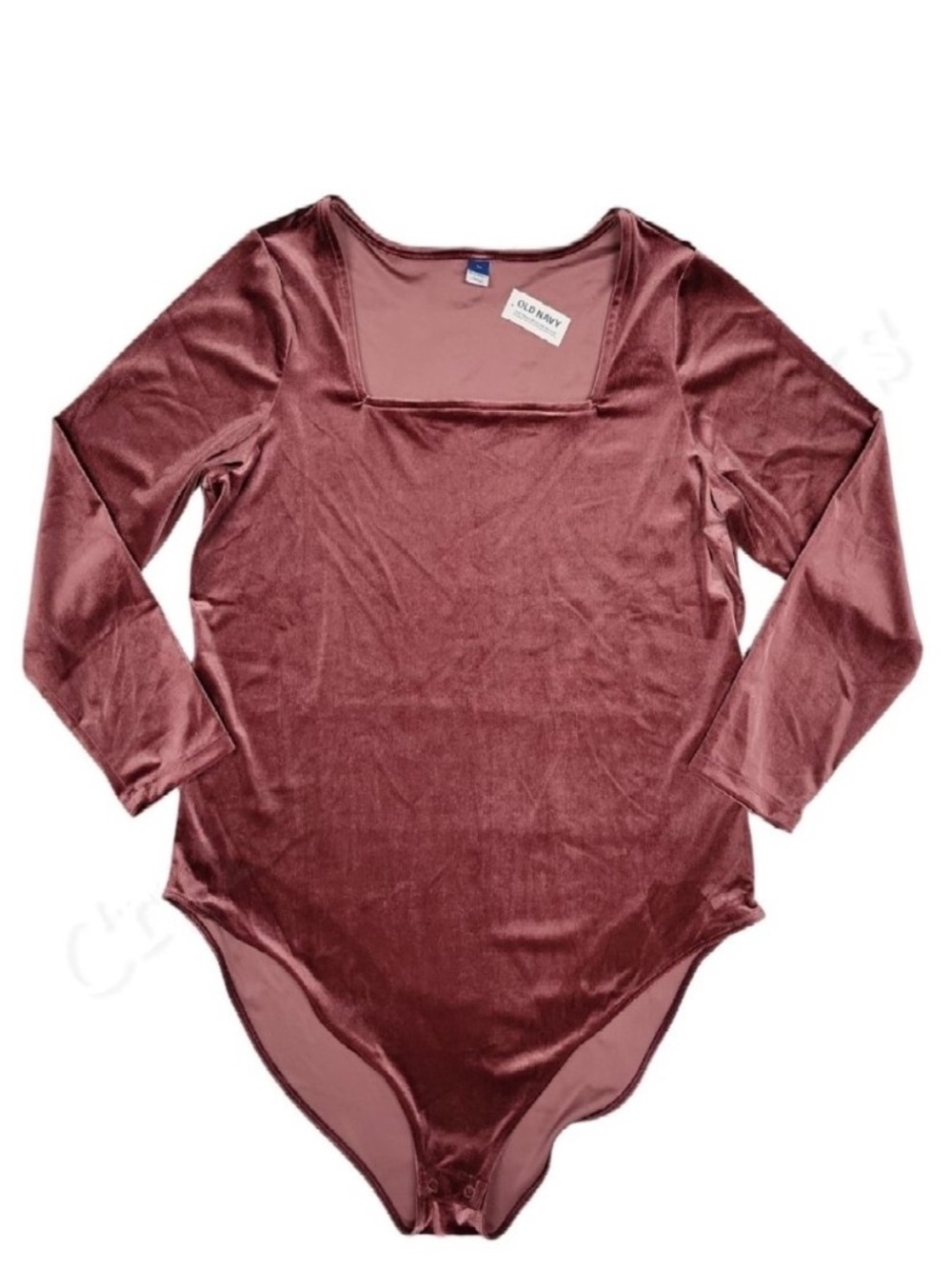 Old Navy Women's Velvet Square Neck Long Sleeve Bodysuit - Mauve size large